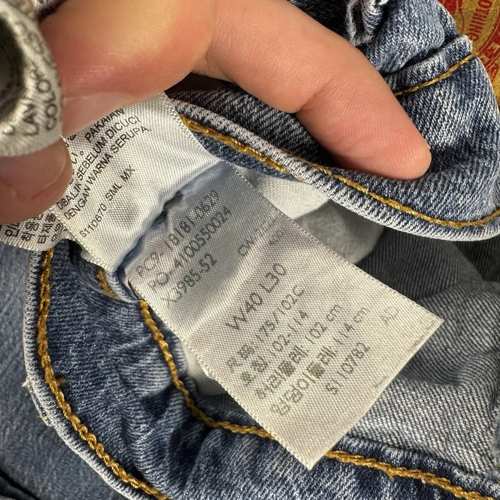 Levis 541 Denim Blue Jeans Mens 40x30 Light Wash Athletic Taper Stretch‎ Pants